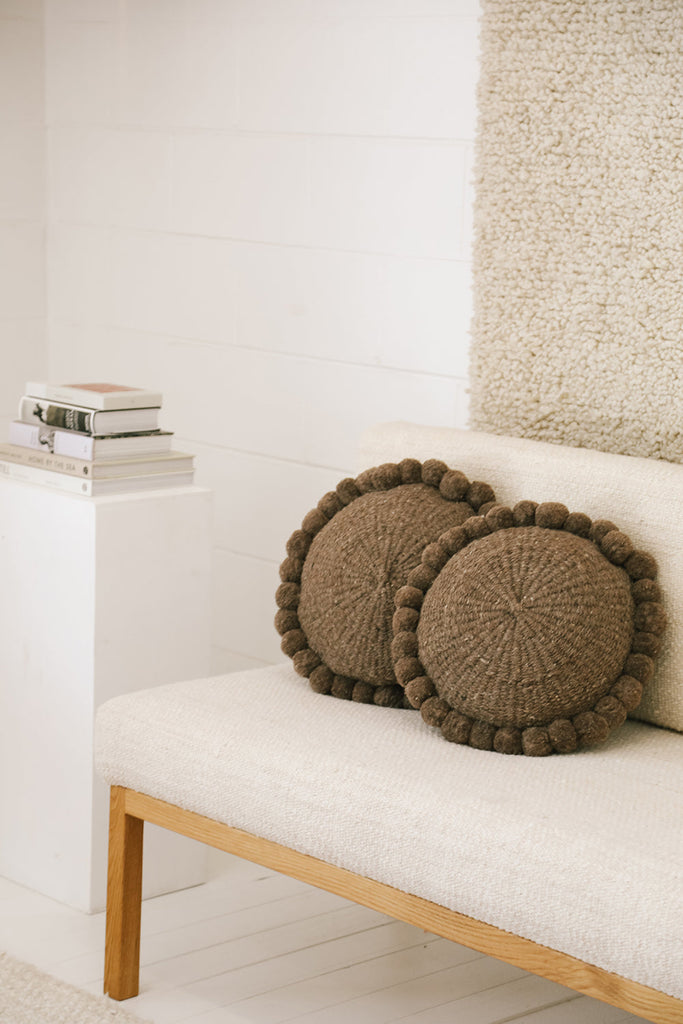 Classica Pom Pom Cushion #1 Medium | Walnut