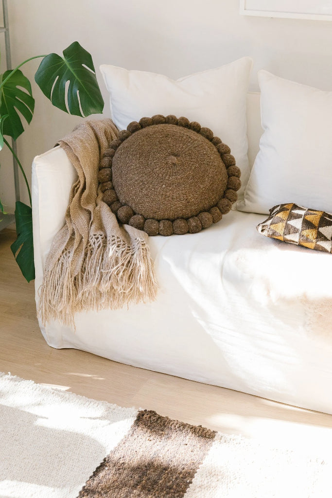 Classica Pom Pom Cushion #1 Large | Walnut