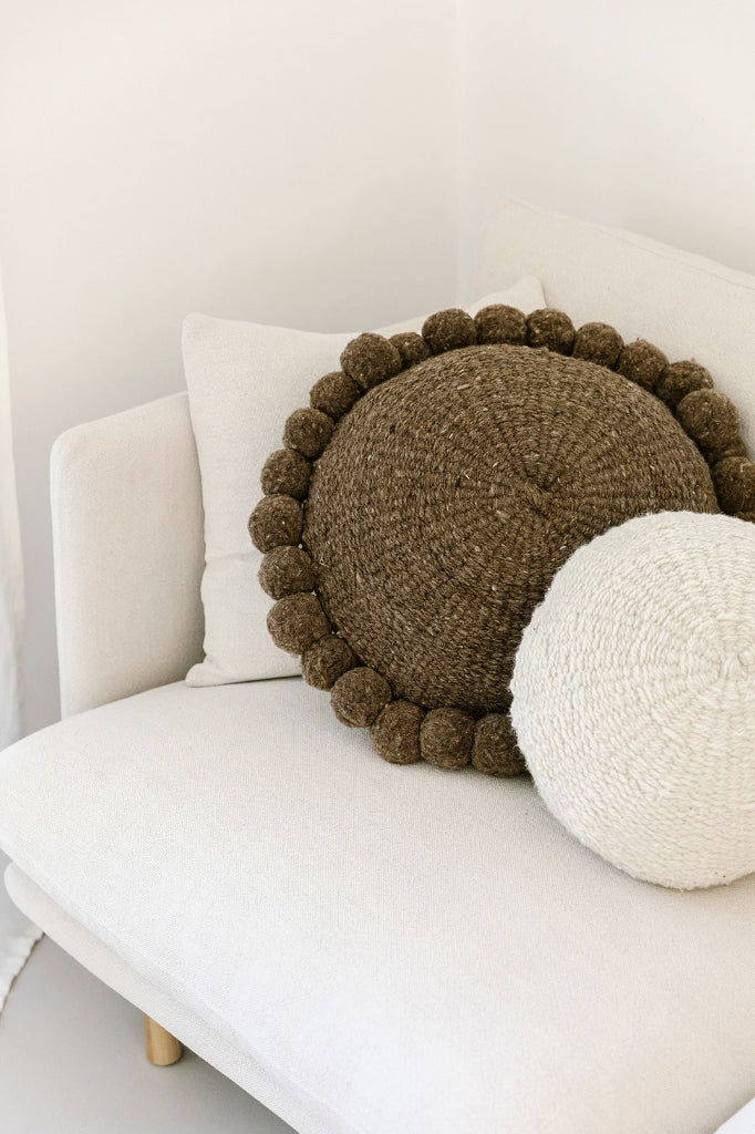 Classica Pom Pom Cushion #1 Large | Walnut
