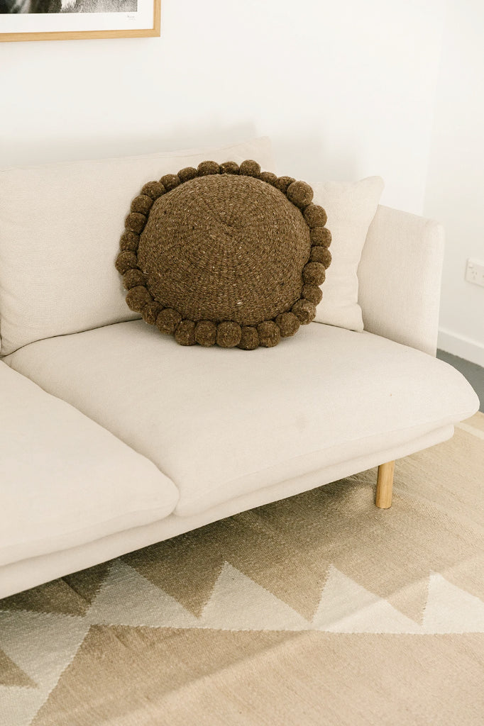 Classica Pom Pom Cushion #1 Large | Walnut