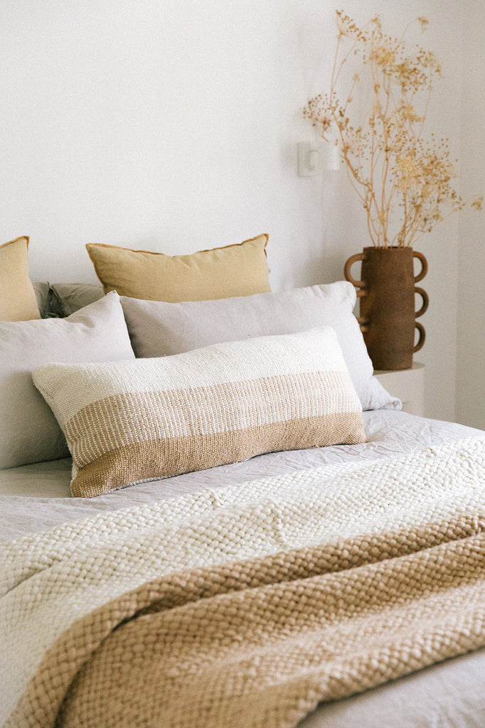 Paloma XL Lumbar Cushion | Natural White & Sand