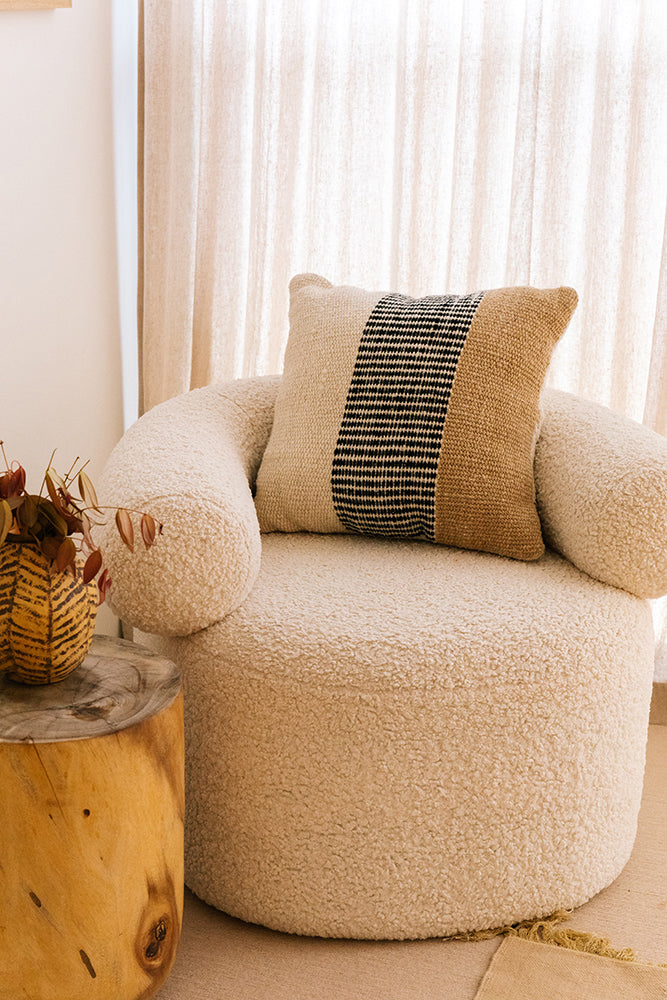 Paloma Cushion | Natural White, Sand & Black