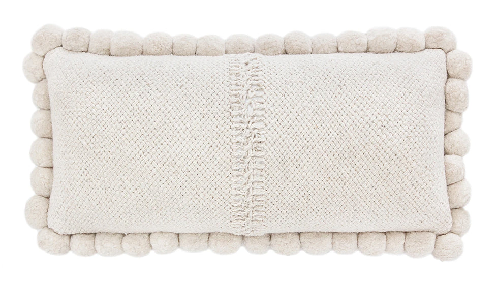 Classica XL Lumbar Pom Pom Cushion #2 | Natural
