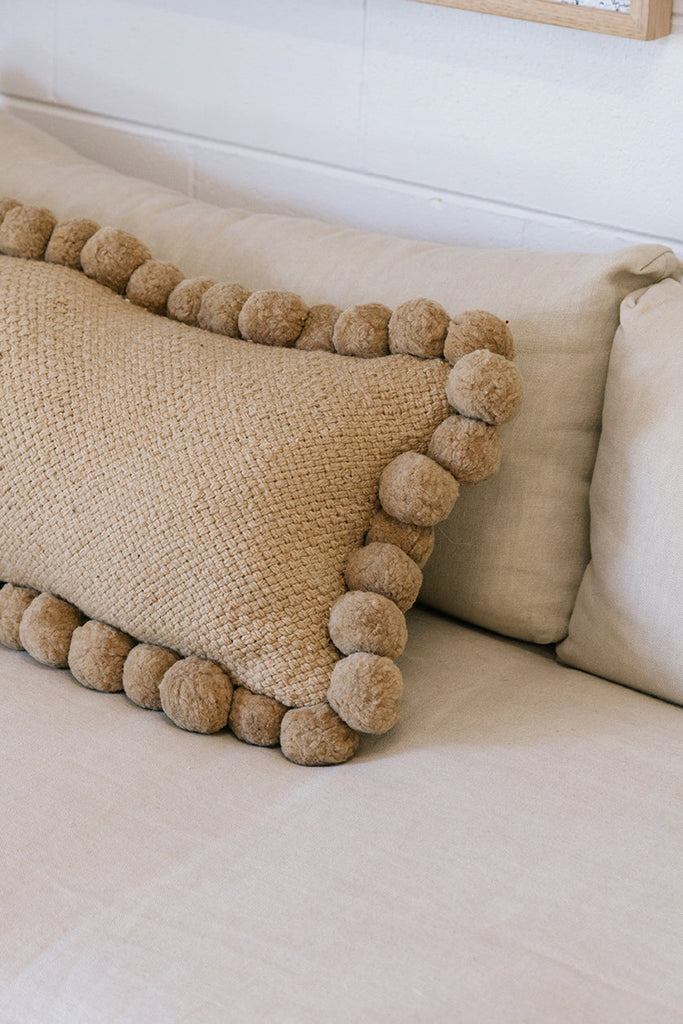 Classica XL Lumbar Pom Pom Cushion #2 | Sand