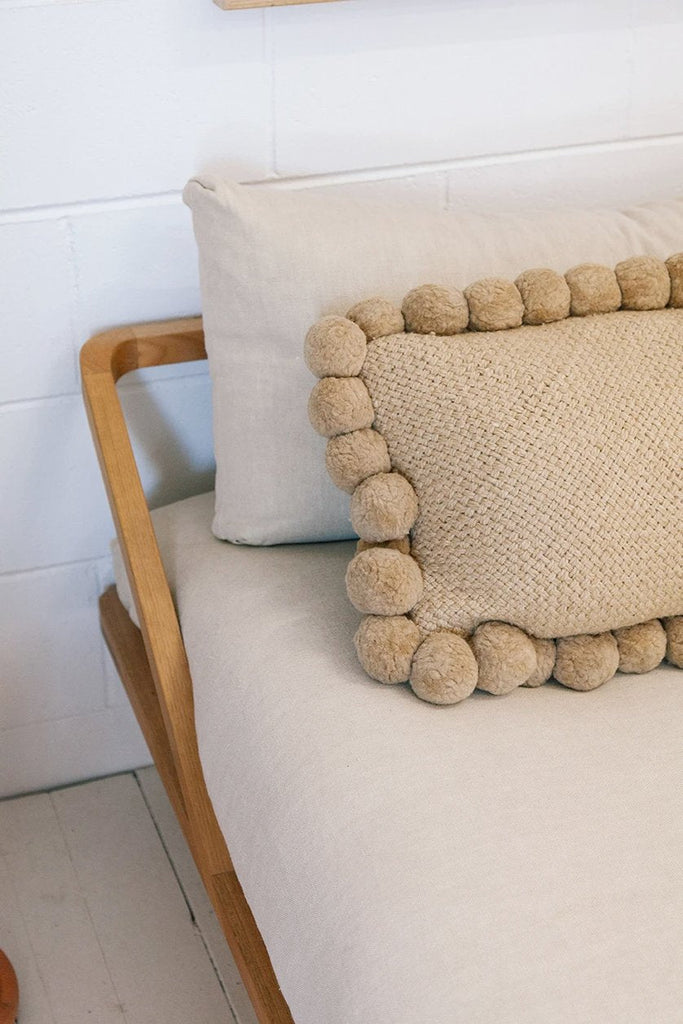 Classica Lumbar Pom Pom Cushion #2 | Sand