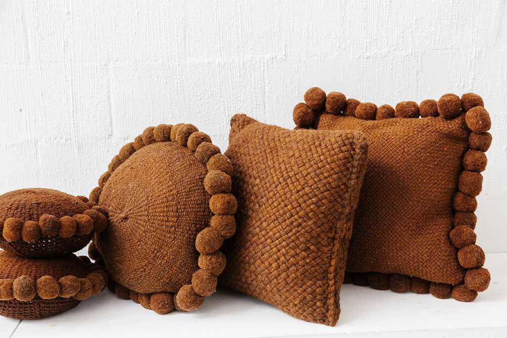 Classica Pom Pom Cushion #1 Large | Rust