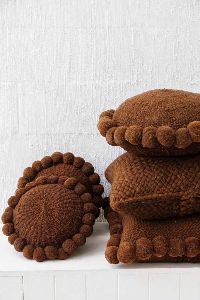 Classica Pom Pom Cushion #2 Large | Rust