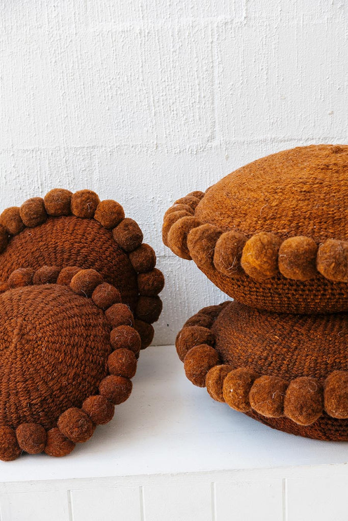 Classica Pom Pom Cushion #1 Large | Rust