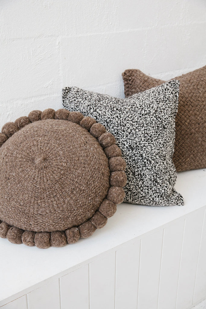 Classica Pom Pom Cushion #1 Large | Walnut