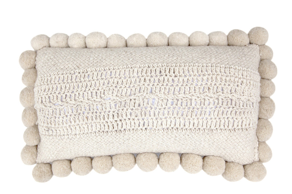 Classica Lumbar Pom Pom Cushion  #2 | Natural