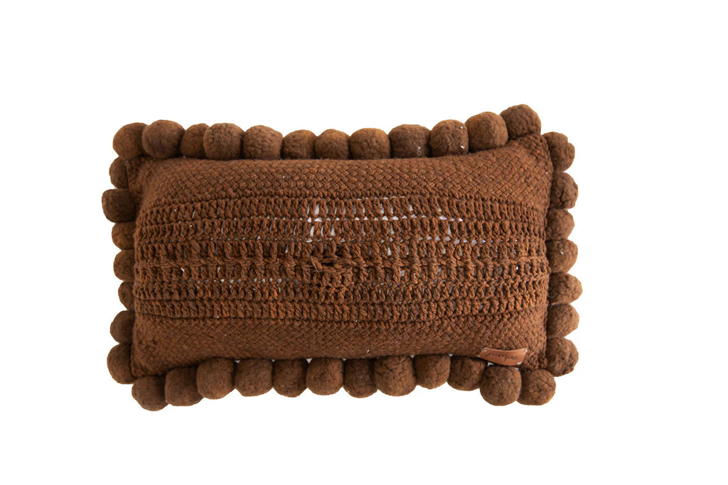 Classica Lumbar Pom Pom Cushion #2 | Rust