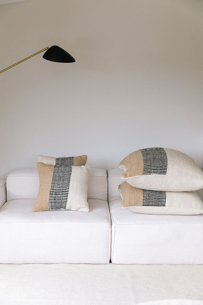 Paloma Cushion | Natural White, Sand & Black