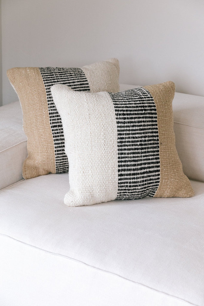 Paloma Cushion | Natural White, Sand & Black