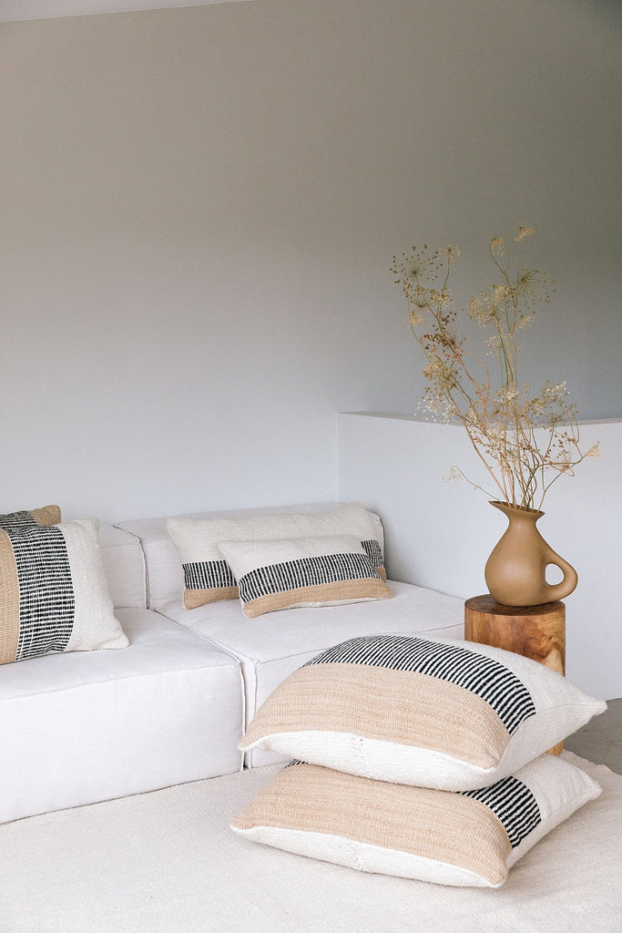 Paloma Lumbar Cushion | Natural White, Sand & Black