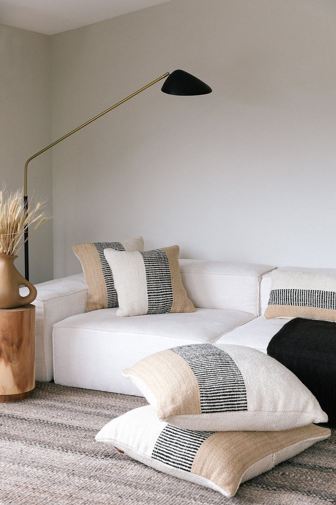 Paloma Cushion | Natural White, Sand & Black