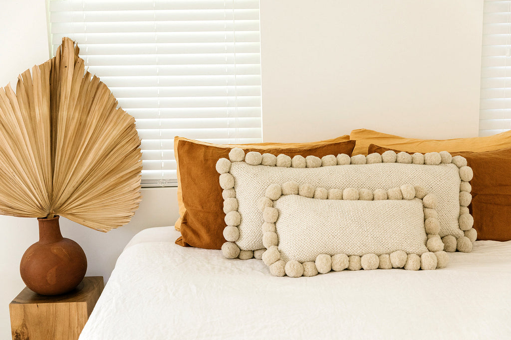 Classica XL Lumbar Pom Pom Cushion #2 | Natural