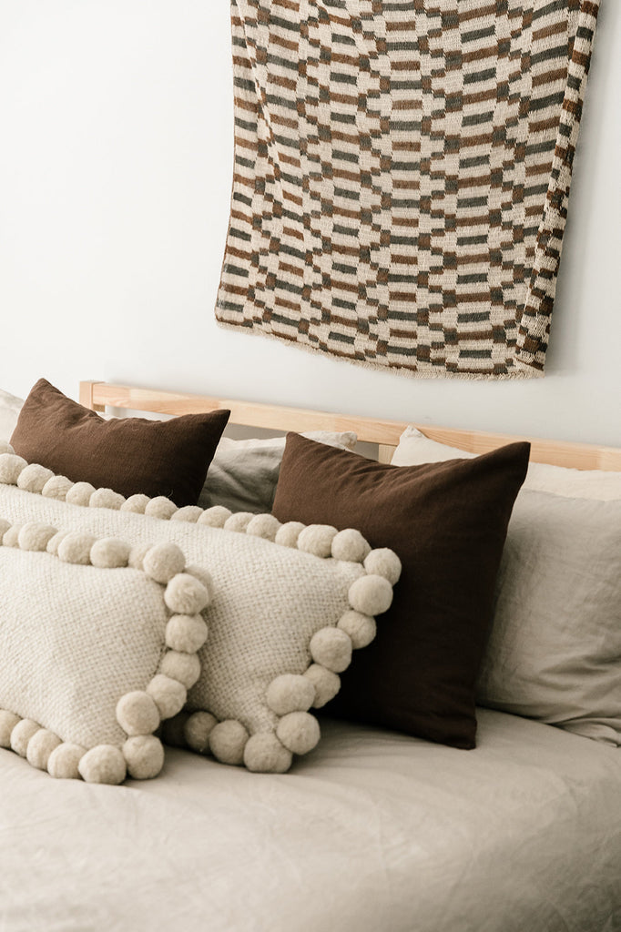 Classica Lumbar Pom Pom Cushion  #2 | Natural
