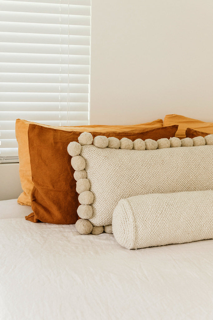 Classica XL Lumbar Pom Pom Cushion #2 | Natural