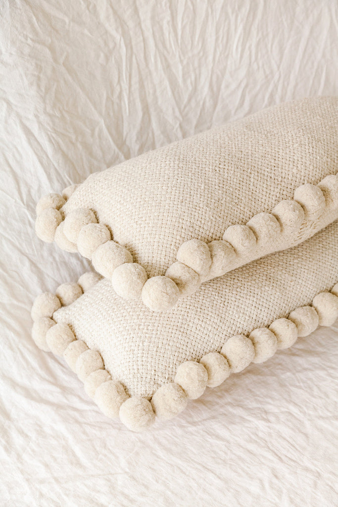 Classica XL Lumbar Pom Pom Cushion #2 | Natural