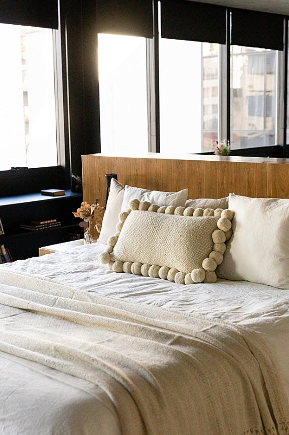 Classica Lumbar Pom Pom Cushion  #2 | Natural