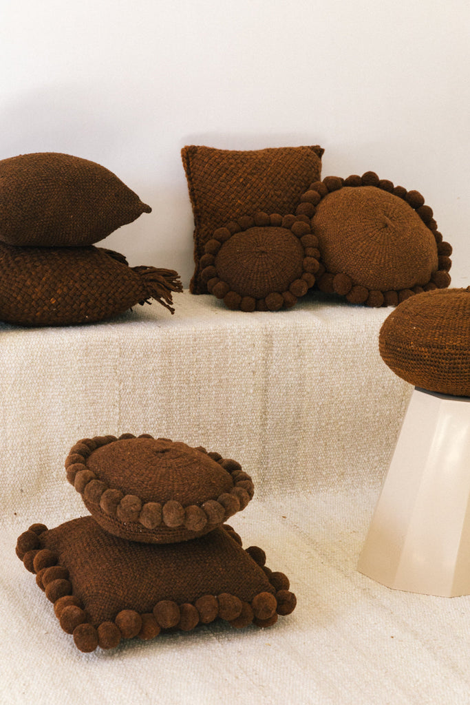 Classica Pom Pom Cushion #1 Medium | Rust