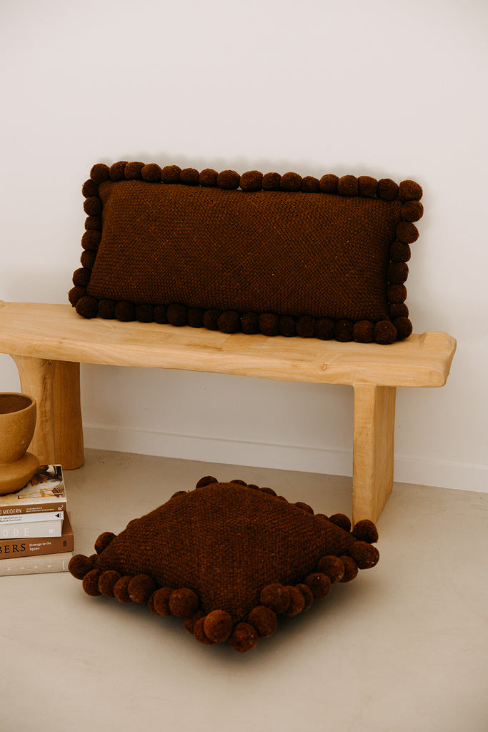 Classica Pom Pom Cushion | Rust