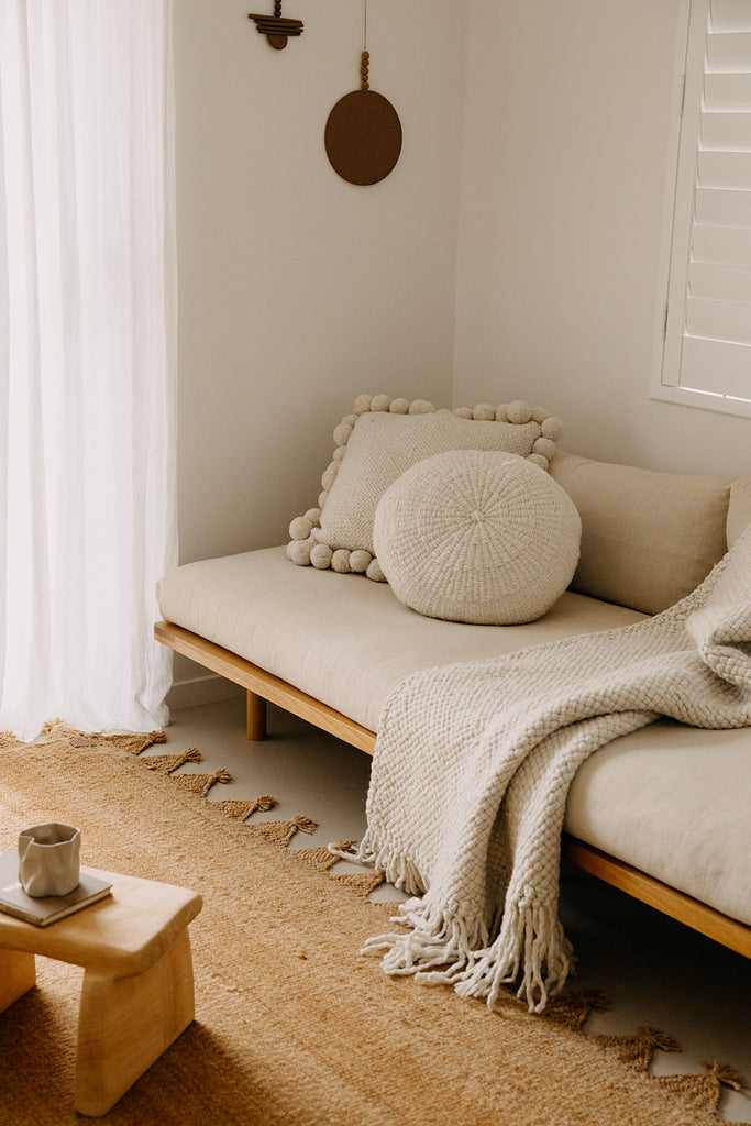 Classica Pom Pom Cushion | Natural