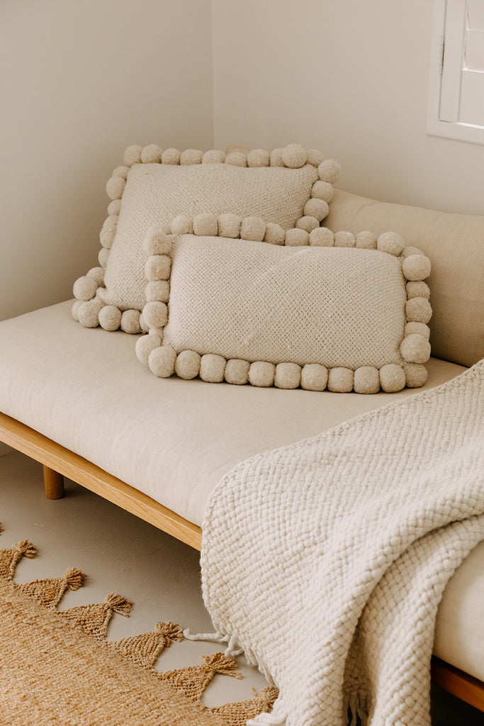 Classica Pom Pom Cushion | Natural