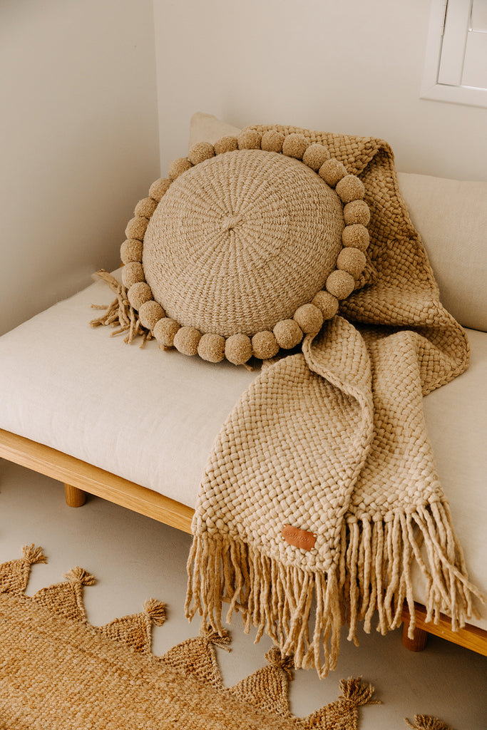 Classica Pom Pom Cushion Large | Sand