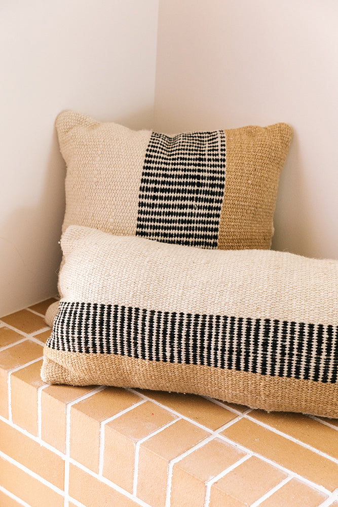 Paloma Cushion | Natural White, Sand & Black