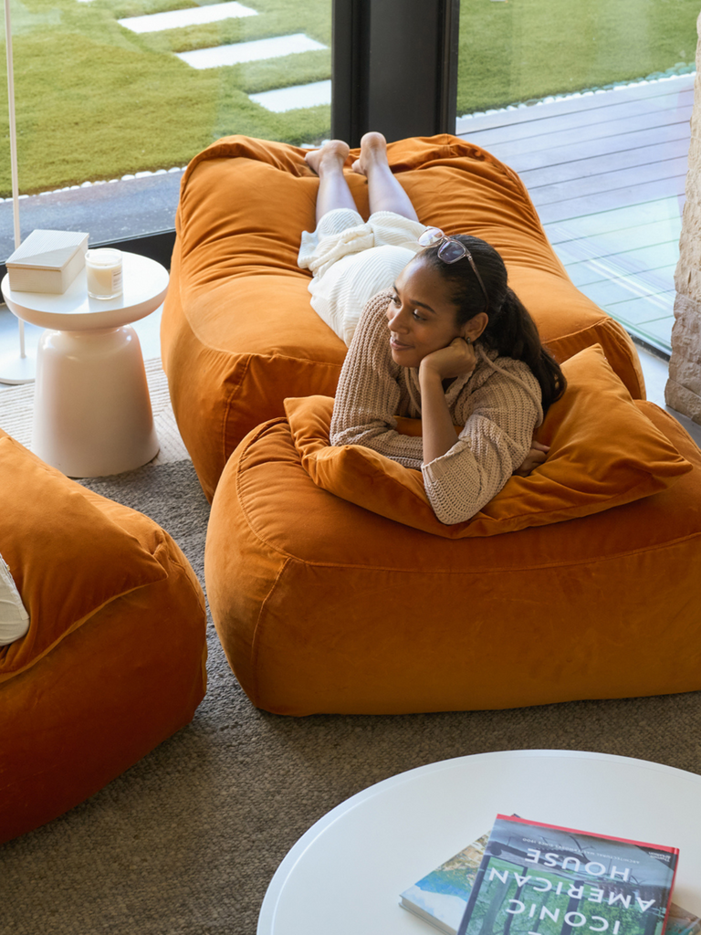 Dume Lounge Chair - Tangerine Velvet