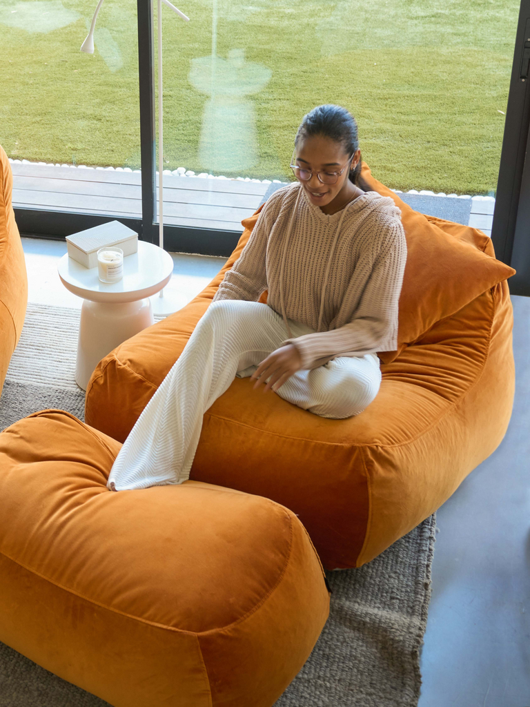 Dume Lounge Chair - Tangerine Velvet
