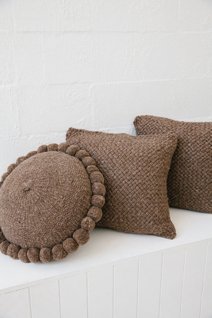 Classica Pom Pom Cushion #1 Large | Walnut