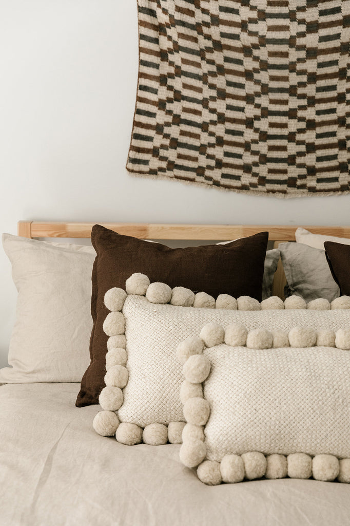 Classica XL Lumbar Pom Pom Cushion #2 | Natural