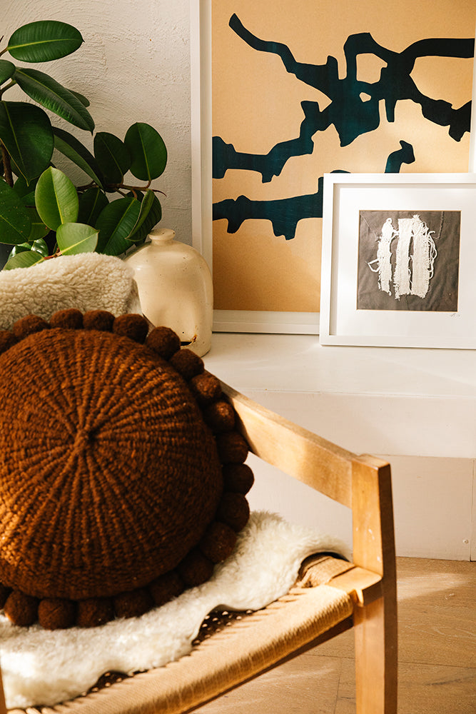 Classica Pom Pom Cushion Large | Rust