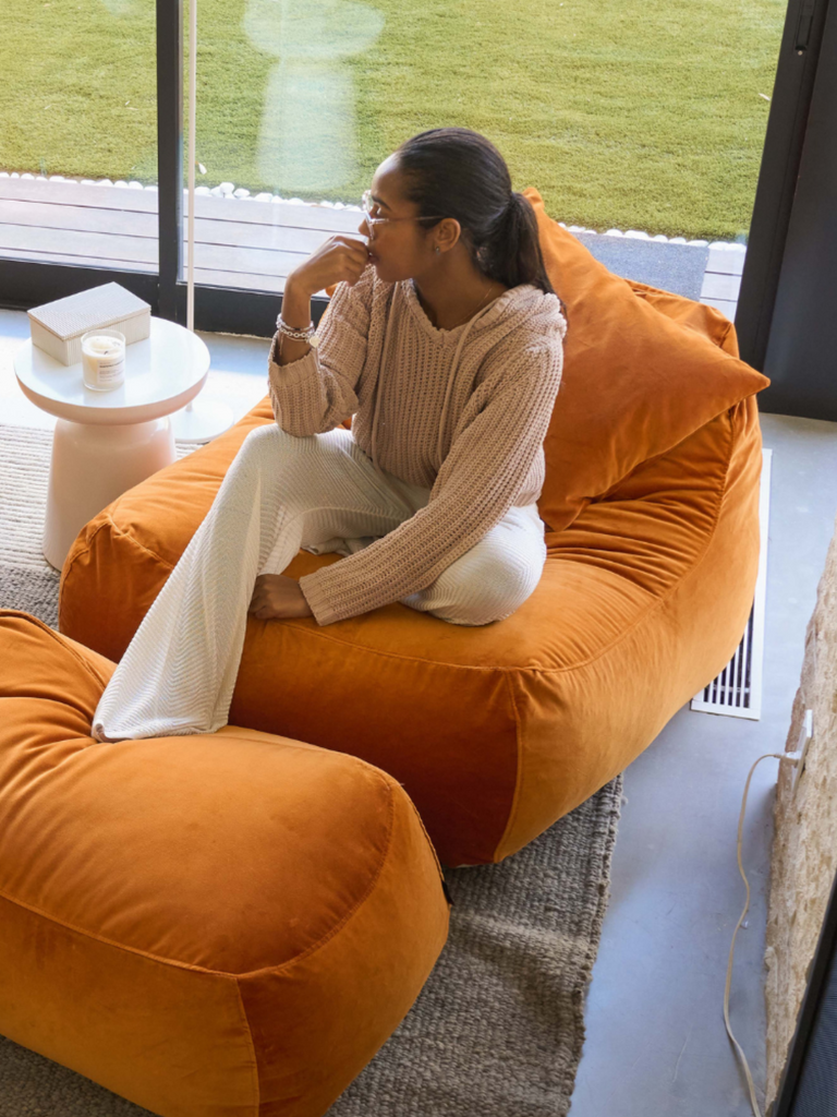 Dume Lounge Chair - Tangerine Velvet