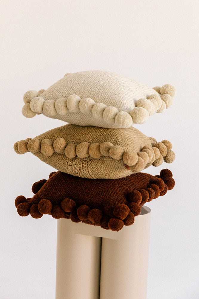 Classica Pom Pom Cushion | Natural
